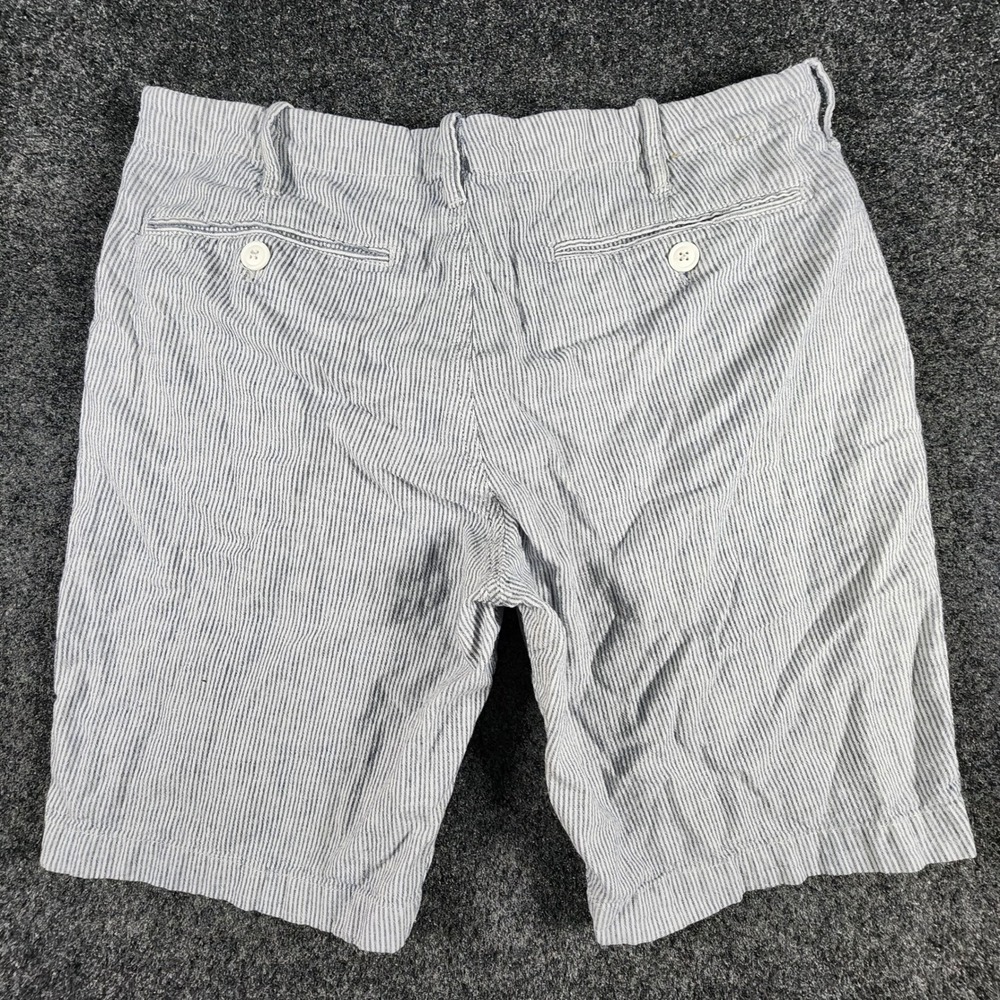 Express Linen Cotton Seersucker Shorts Mens 32 Blue White Striped Casual 90069 - Picture 2 of 8